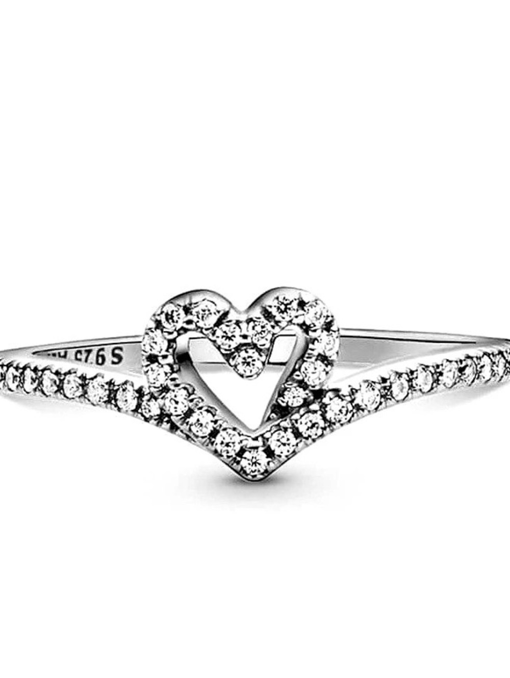 Pandora Sparkling Elevated Heart Ring Silver